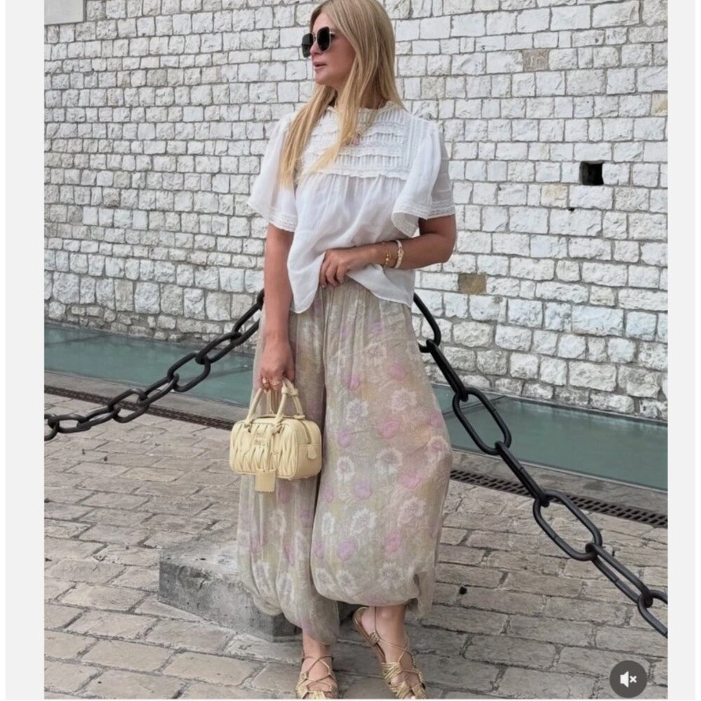 ZARA NWT $129 WOMAN SS25 ZW COLLECTION FLORAL BALLOON PANTS MULTICOLOR 3285/007